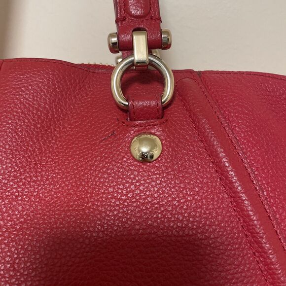 Coach Prairie True Red Pebbled Leather Convertible Chain Satchel Gold - Picture 11 of 16
